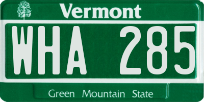 VT license plate WHA285
