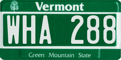 VT license plate WHA288