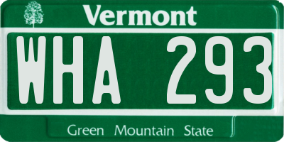 VT license plate WHA293