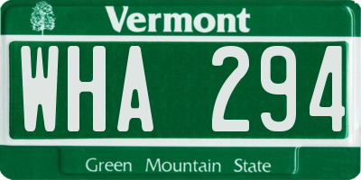 VT license plate WHA294