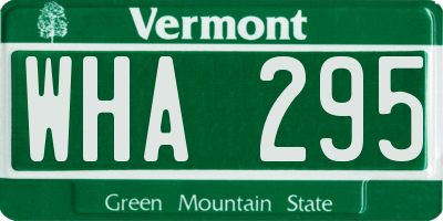 VT license plate WHA295