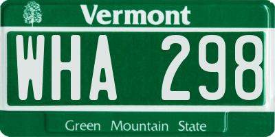 VT license plate WHA298