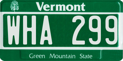 VT license plate WHA299