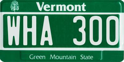 VT license plate WHA300