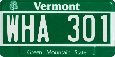 VT license plate WHA301