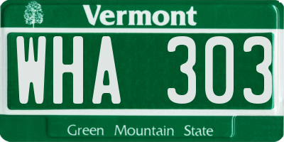 VT license plate WHA303