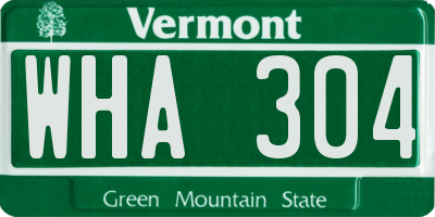 VT license plate WHA304
