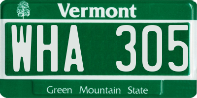 VT license plate WHA305