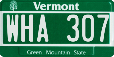 VT license plate WHA307