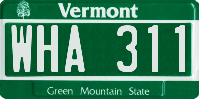 VT license plate WHA311