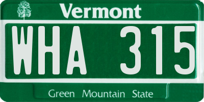 VT license plate WHA315