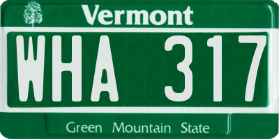 VT license plate WHA317