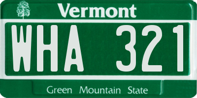 VT license plate WHA321