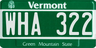 VT license plate WHA322