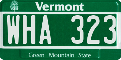 VT license plate WHA323