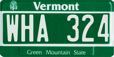 VT license plate WHA324