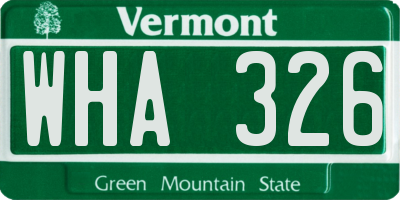 VT license plate WHA326