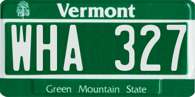 VT license plate WHA327