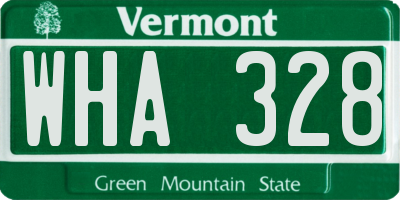 VT license plate WHA328
