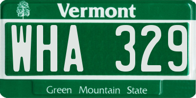 VT license plate WHA329