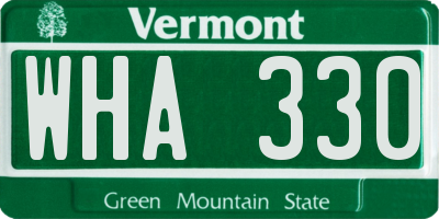VT license plate WHA330
