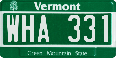 VT license plate WHA331