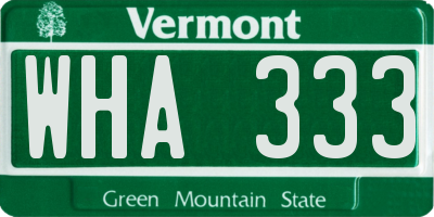 VT license plate WHA333