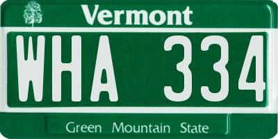 VT license plate WHA334