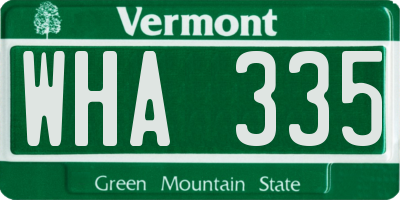 VT license plate WHA335