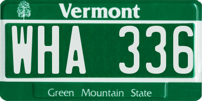 VT license plate WHA336