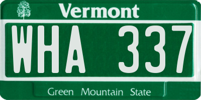 VT license plate WHA337