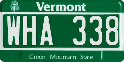 VT license plate WHA338