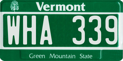 VT license plate WHA339