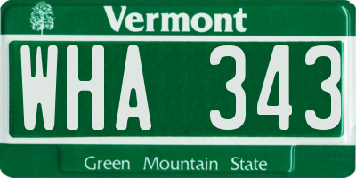 VT license plate WHA343