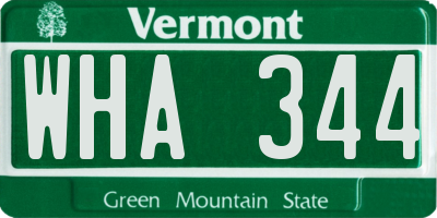 VT license plate WHA344