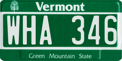 VT license plate WHA346