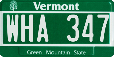 VT license plate WHA347