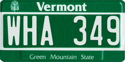 VT license plate WHA349