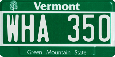 VT license plate WHA350