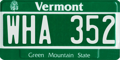 VT license plate WHA352