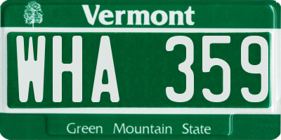 VT license plate WHA359