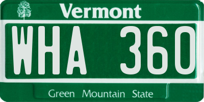 VT license plate WHA360
