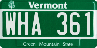 VT license plate WHA361