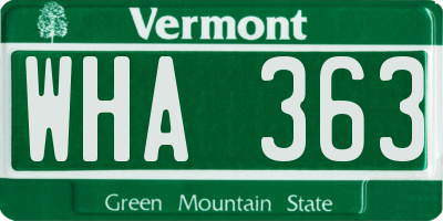 VT license plate WHA363