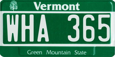 VT license plate WHA365