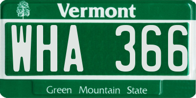 VT license plate WHA366