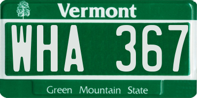 VT license plate WHA367