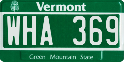 VT license plate WHA369