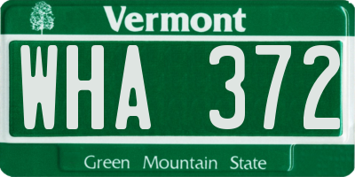 VT license plate WHA372