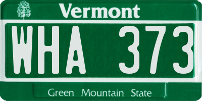 VT license plate WHA373
